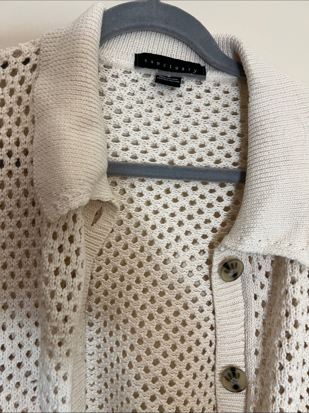 Sanctuary Open-Knit Cream Collar Cardigan